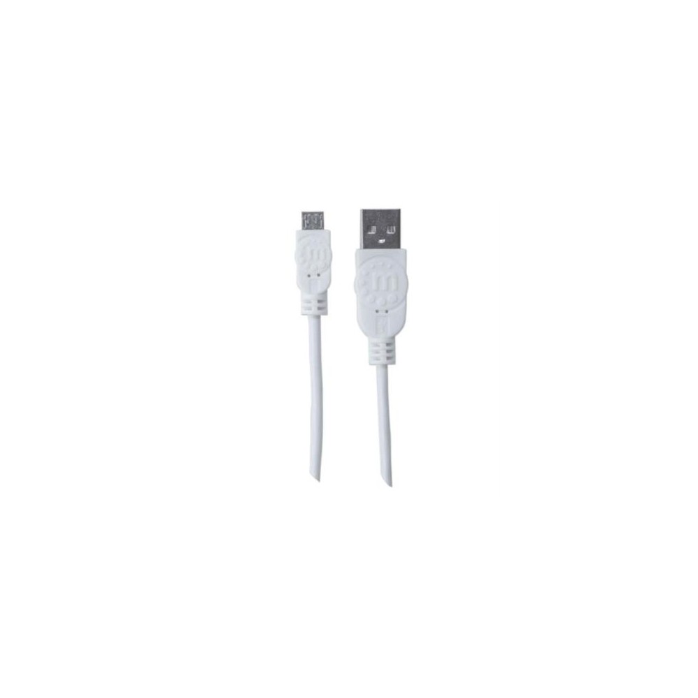 Cable Manhattan USB 2.0 A-M Micro-B Alta Velocidad 1.8m Color Blanco [ 324069 ]