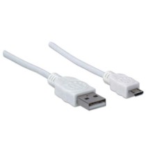 Cable Manhattan USB 2.0 A-M Micro-B Alta Velocidad 1.8m Color Blanco [ 324069 ]