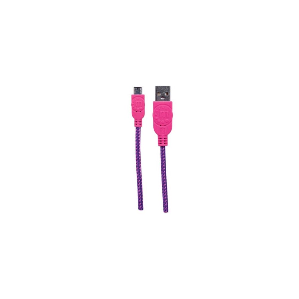 Cable Manhattan USB Micro-B Alta Velocidad con Recubrimiento Textil 1m Color Rosa-Morado [ 394048 ]