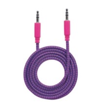 Cable Manhattan Audio Estéreo con Recubrimiento Textil 3.5mm 1m Color Rosa-Morado [ 352826 ]