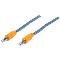 Cable Manhattan Audio Estéreo con Recubrimiento Textil 3.5mm 1m Color Azul-Naranja [ 352802 ]