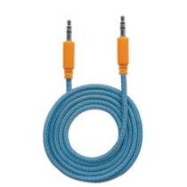 Cable Manhattan Audio Estéreo con Recubrimiento Textil 3.5mm 1m Color Azul-Naranja [ 352802 ]
