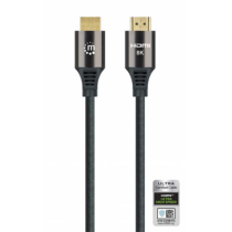 Cable Manhattan HDMI Certificado Ultra Alta Velocidad 8K a 60Hz/4K a 120Hz C/Ethernet 3m Color Negro [ 355957 ]