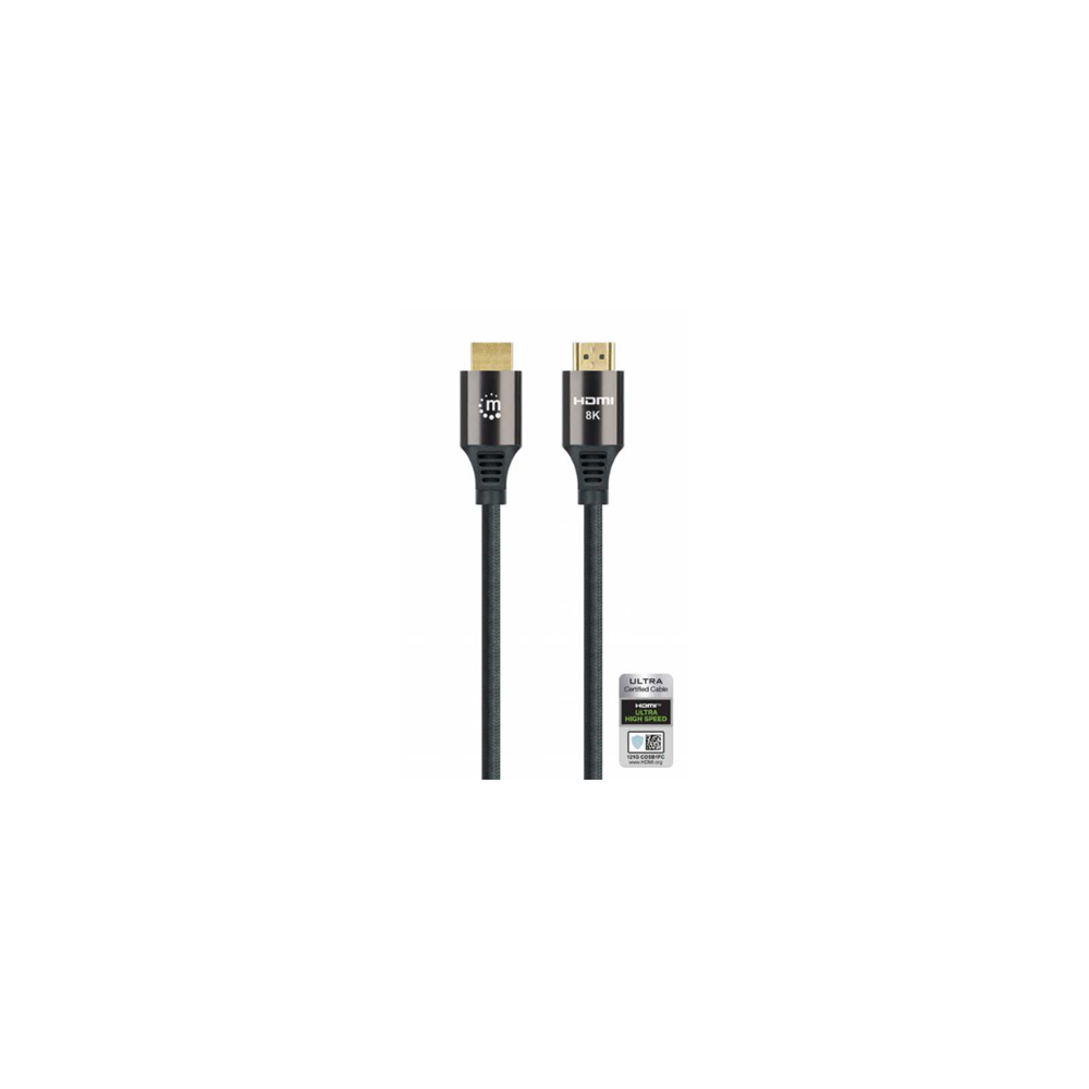 Cable Manhattan HDMI Certificado Ultra Alta Velocidad 8K a 60Hz/4K a 120Hz C/Ethernet 3m Color Negro [ 355957 ]