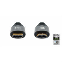 Cable Manhattan HDMI Certificado Ultra Alta Velocidad 8K a 60Hz/4K a 120Hz C/Ethernet 1m Color Negro [ 355933 ]