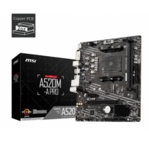 Tarjeta Madre MSI A520M-A Pro AMD S-AM4 Ryzen 5ta Generación 2xDDR4 4600 64GB M.2 SATA-PCIe HDMI/DV [ A520M-A-PRO ]