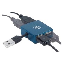 Micro Hub Manhattan USB 2.0 Alta Velocidad 4 Puertos Color Azul [ 160605 ]