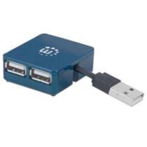 Micro Hub Manhattan USB 2.0 Alta Velocidad 4 Puertos Color Azul [ 160605 ]