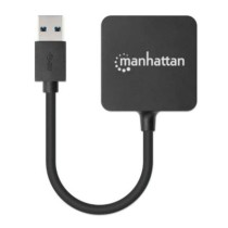 Mini Hub Manhattan USB 3.0 Alta Velocidad 4 Puertos Color Negro [ 162296 ]