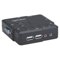 Switch KVM Manhattan Compacto 2 Puertos Desktop USB 2:1 Cables+Audio Color Negro [ 151252 ]