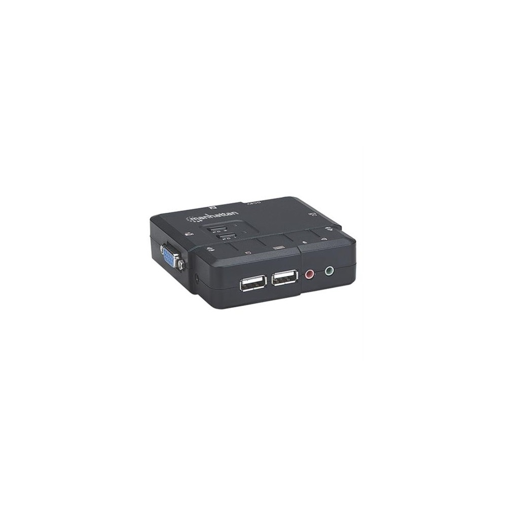 Switch KVM Manhattan Compacto 2 Puertos Desktop USB 2:1 Cables+Audio Color Negro [ 151252 ]