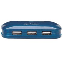 Hub Manhattan USB Alta Velocidad 2.0 Alimentación Dual 7 Puertos Color Azul [ 161039 ]