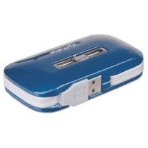 Hub Manhattan USB Alta Velocidad 2.0 Alimentación Dual 7 Puertos Color Azul [ 161039 ]