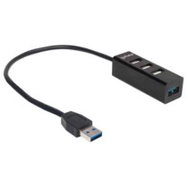 Hub Manhattan Combo 1 Puerto USB 3.0/3 Puertos USB 2.0 Color Negro [ 163828 ]