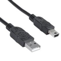 Cable Manhattan USB Mini B Alta Velocidad 2.0 A 1.8m Color Negro [ 333375 ]