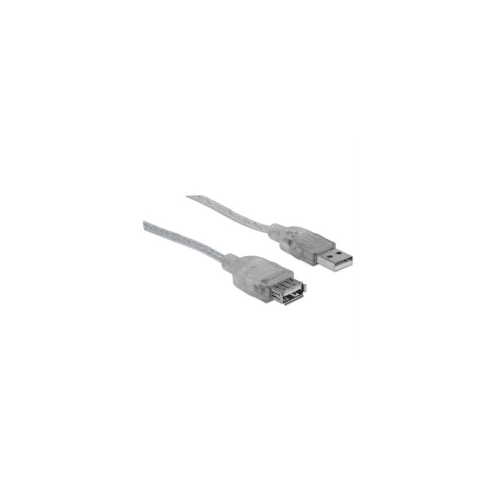 Cable Manhattan Extensión USB A-B 2.0 Alta Velocidad 4.5m Color Plata [ 340502 ]