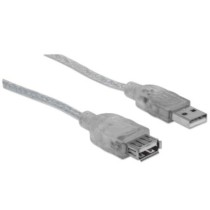 Cable Manhattan Extensión USB-A 2.0 Alta Velocidad 3m Color Plata [ 340496 ]