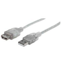 Cable Manhattan Extensión USB-A 2.0 Alta Velocidad 3m Color Plata [ 340496 ]