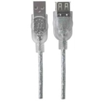 Cable Manhattan Extensión USB-A 2.0 Alta Velocidad 3m Color Plata [ 340496 ]