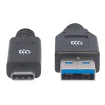 Cable Manhattan USB A-C 3.1 Súper Velocidad 3m Color Negro [ 354981 ]