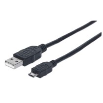 Cable Manhattan USB-A Micro USB-B 2.0 Alta Velocidad 0.5m Color Negro [ 325677 ]