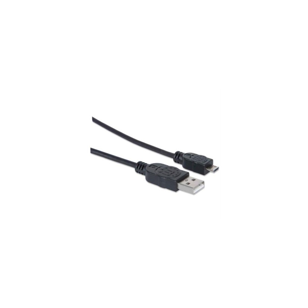 Cable Manhattan USB-A Micro USB-B 2.0 Alta Velocidad 1m Color Negro [ 307161 ]