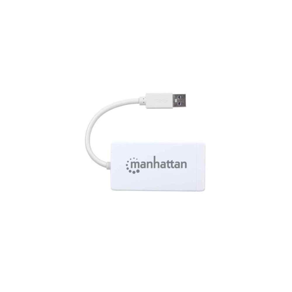 Hub Manhattan USB 3.0 con 3 Puertos/Adaptador Gigabit Ethernet [ 507578 ]