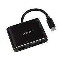 ADAPTADOR ACTECK SHIFT PLUS AV420 / USB C - HDMI + VGA / 4K / 10 CM / NEGRO / AC-934657 [ AC-934657 ][ AC-10874 ]