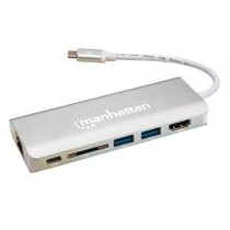 DOCKING USB,MANHATTAN,152075,-C  6 PTOS, HDMI, USB-C PD/2XUSBV3.2, RED/SDS [ 152075 ][ AC-7936 ]