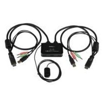 SWITCH CONMUTADOR KVM DE 2 PUERTOS HDMI® USB AUDIO MINI JACK CON CABLES INTEGRADOS SIN ALIMENTACION [ SV211HDUA ][ AC-8409 ]