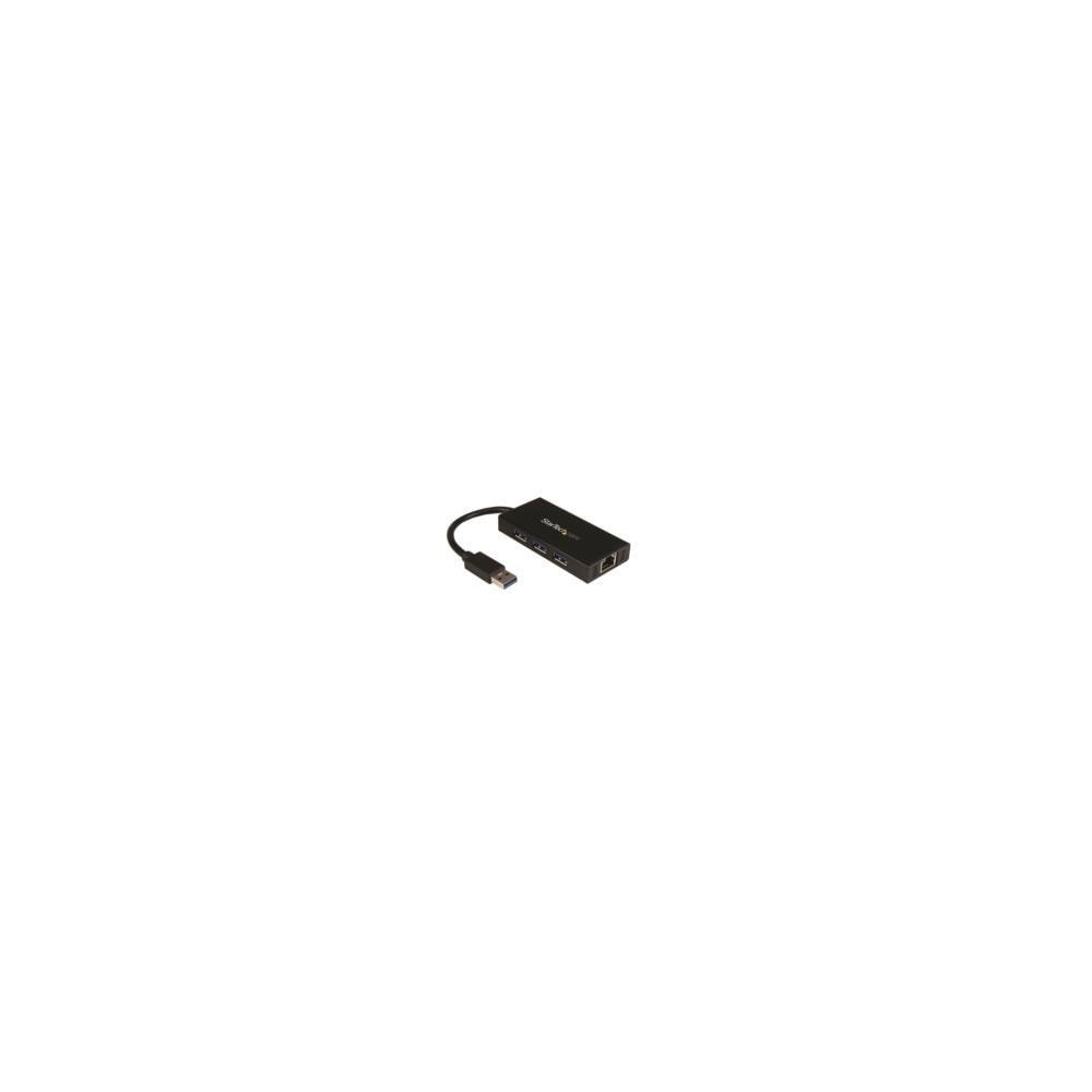 HUB USB 3.0 DE ALUMINIO CON CABLE - CONCENTRADOR DE 3 PUERTOS USB CON ADAPTADOR DE RED ETHERNET GIGA [ ST3300GU3B ][ AC-8460 ]