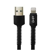 CABLE USB TIPO LIGHTNING GHIA NYLON COLOR NEGRO 1M [ GAC-199N ][ CB-2074 ]