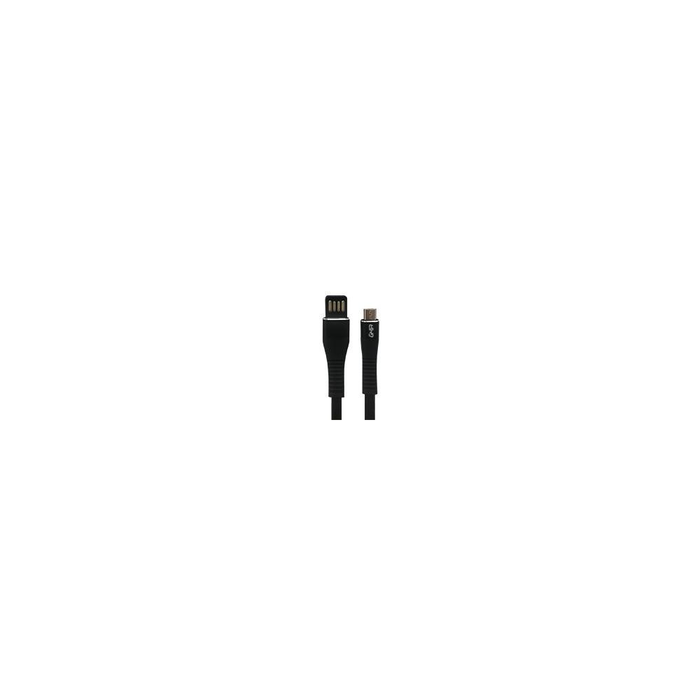 CABLE MICRO USB GHIA PLANO REVERSIBLE/BILATERAL COLOR NEGRO DE 1M [ GAC-200N ][ CB-2076 ]