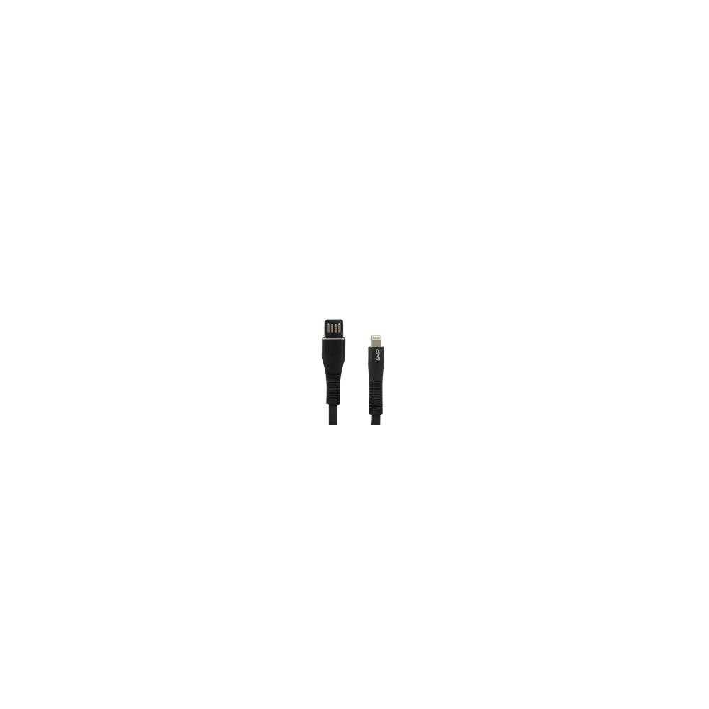 CABLE USB GHIA TIPO LIGHTNING PLANO REVERSIBLE COLOR NEGRO DE 1M [ GAC-202N ][ CB-2081 ]