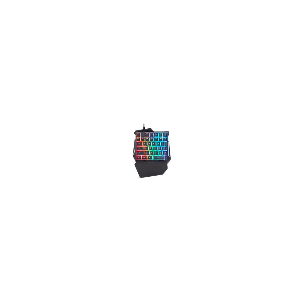 TECLADO BROBOTIX GAMER, ALAMBRICO USB, RGB, ONE HAND, NEGRO [ 567892 ][ KB-914 ]