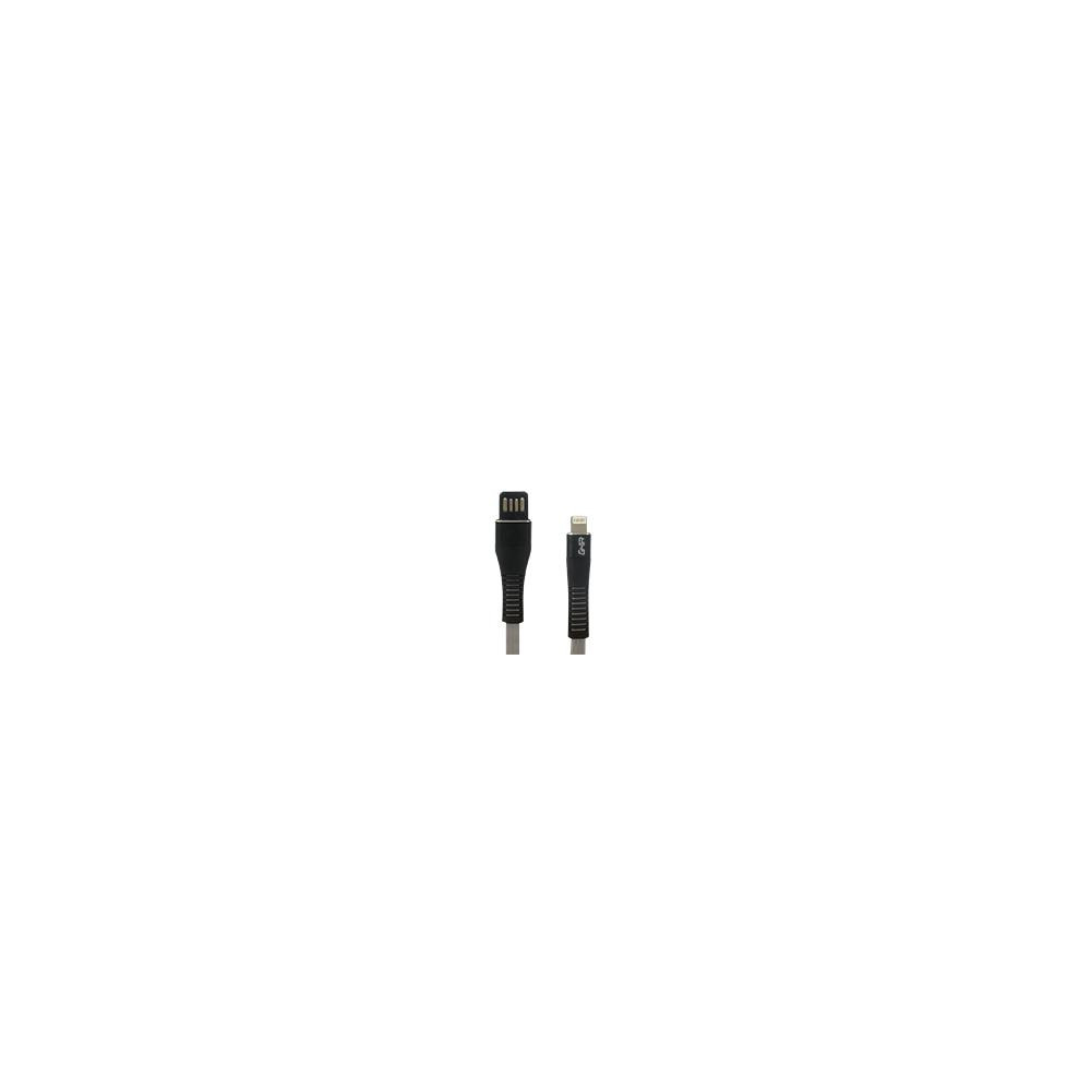 CABLE USB GHIA TIPO LIGHTNING PLANO REVERSIBLE COLOR GRIS/NEGRO DE 1M [ GAC-202NG ][ CB-2080 ]