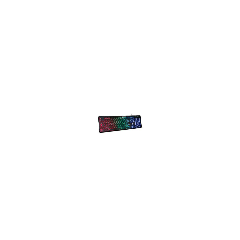 TECLADO BROBOTIX ALAMBRICO USB, RGB, TECLAS CIRCULARES, NEGRO [ 963098 ][ KB-915 ]