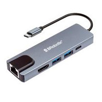 DOCKING STATION BROBOTIX 5 EN 1, USB-C MACHO X1 A HDMI 2K Y 4K X1, RJ45 GIGABIT X1, USB-A V3.0 X2, U [ 6000694 ][ AC-10319 ]