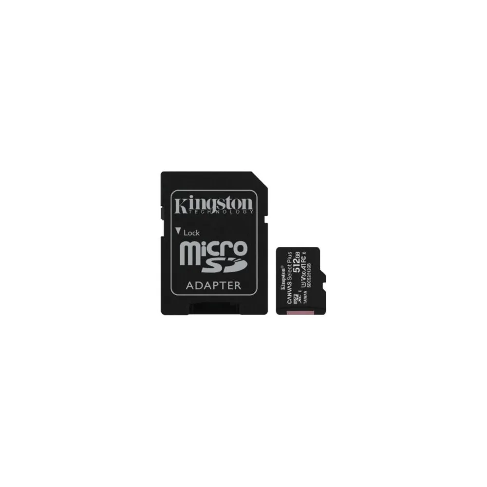 Tarjeta MicroSD Kingston Canvas Select Plus 512 GB 100R A1 C10 Card C/Adaptador [ SDCS2512GB ]