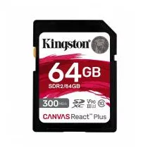 MEMORIA FLASH SD KINGSTON SDXC CANVAS REACT PLUS 64GB 300R UHS-II V90(SDR/64GB) [ SDR264GB ][ RAM-4006 ]
