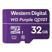 MEMORIA WD PURPLE SC QD101 MICRO SDHC 32GB VIDEOVIGILANCIA 24/7 CLASE 10 U1 LECT 50MB/S ESC 40MB/S ( [ WDD032G1P0C ][ RAM-3501 ]