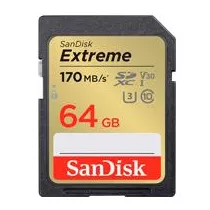 MEMORIA SANDISK SDXC 64GB EXTREME 170MB/S 4K CLASE 10 U3 V30 (SDSDXV2-064G-GNCIN) [ SDSDXV2-064G-GNCIN ][ RAM-4085 ]