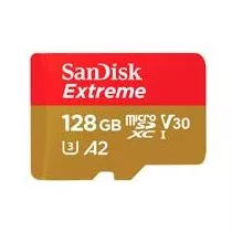 MEMORIA SANDISK MICRO SDXC 128GB EXTREME 190MB/S 4K CLASE 10 A2 V30 C/ADAPTADOR SDSQXAA-128G-GN6MA [ SDSQXAA-128G-GN6MA ][ RAM-3871 ]