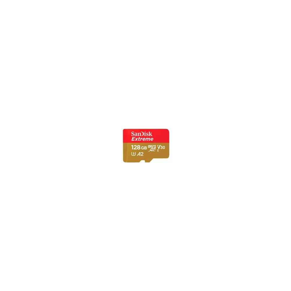 MEMORIA SANDISK MICRO SDXC 128GB EXTREME 190MB/S 4K CLASE 10 A2 V30 C/ADAPTADOR SDSQXAA-128G-GN6MA [ SDSQXAA-128G-GN6MA ][ RAM-3871 ]