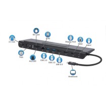 DOCKING USB,MANHATTAN,153478,-C 11 PTOS, HDMI/DP/VGA, USB-C PD/2XUSBV3.2/USBV2.0, RED/AUDIO/SD/MICRO [ 153478 ][ AC-10791 ]