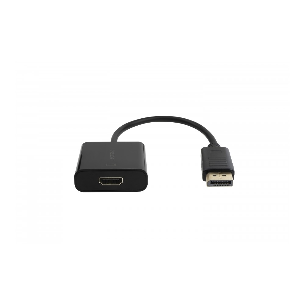 ADAPTADOR ACTECK SHIFT PLUS AH435 / DISPLAYPORT A HDMI / 4K / 20 CM / NEGRO / AC-934763 [ AC-934763 ][ AC-10870 ]