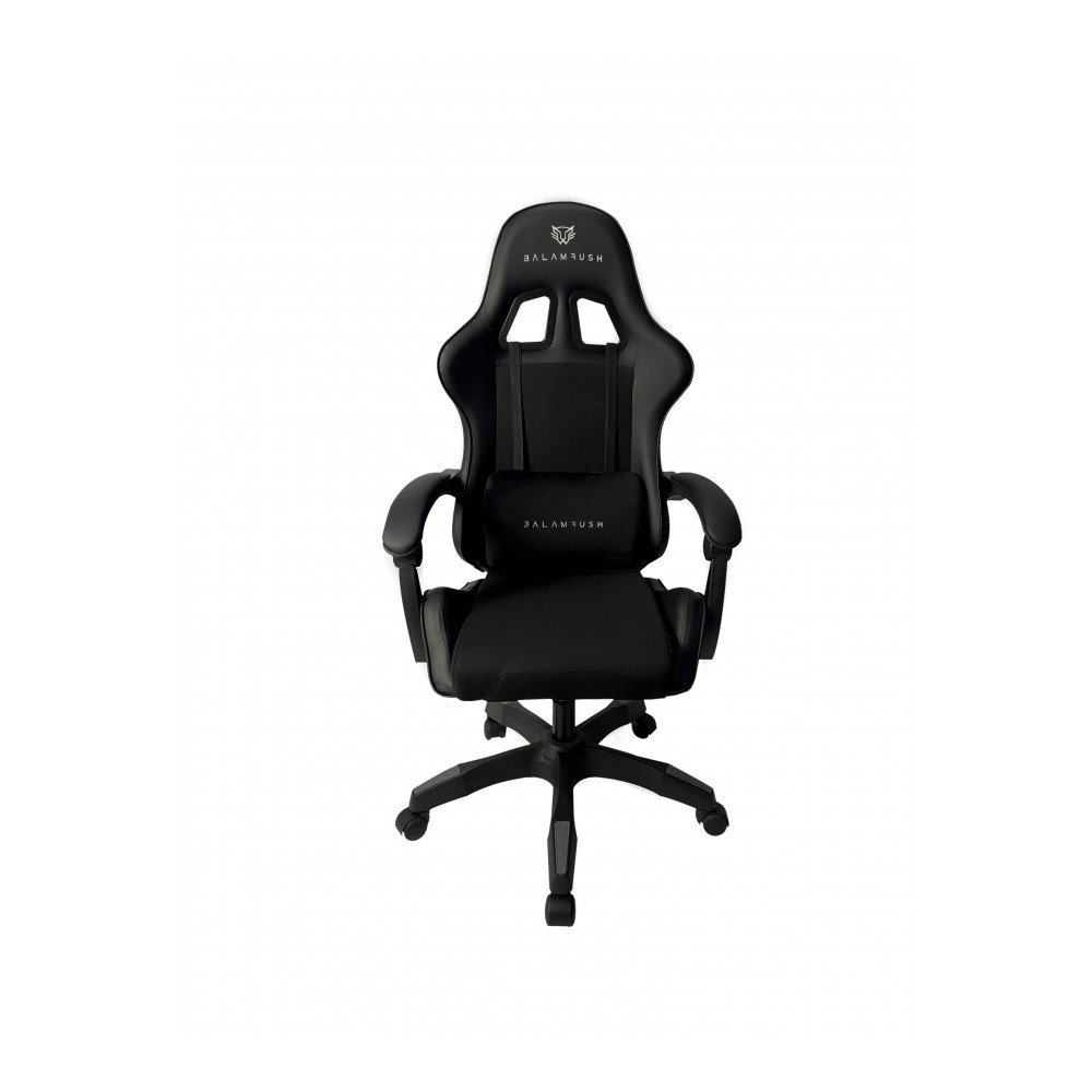 SILLA GAMER BALAM RUSH POWER RUSH V2 BLACK EDITION / TELA Y PIEL SINTETICA / RECLINABLE / MAX 120 KG [ BR-934534 ][ AC-10928 ]