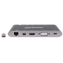 DOCKING USB,MANHATTAN,152808,-C 11 PTOS, HDMI/MINI DP/VGA, USB-C PD/3XUSBV3.2,  RED/AUDIO/SD/MICRO S [ 152808 ][ AC-6716 ]