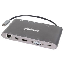 DOCKING USB,MANHATTAN,152808,-C 11 PTOS, HDMI/MINI DP/VGA, USB-C PD/3XUSBV3.2,  RED/AUDIO/SD/MICRO S [ 152808 ][ AC-6716 ]