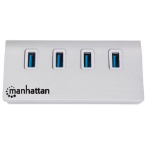 HUB USB,MANHATTAN,163767, V3.0  4 PTOS COLOR ALUMINIO [ 163767 ][ AC-7244 ]